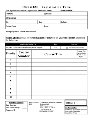 OLLI at UM Registration Form
