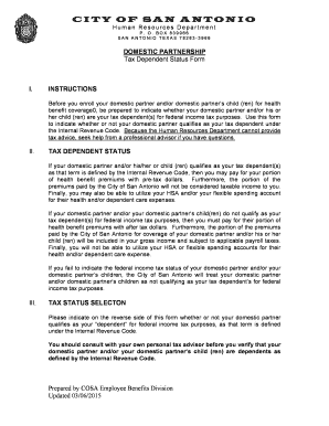 Domestic Partnership Tax Dependent Status Form