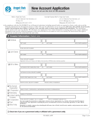 Angel Oak Funds New Account Application