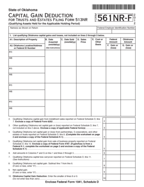 Oklahoma Capital Gain Deduction Form 561NR-F