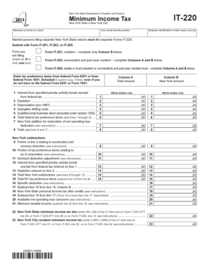 New York State Minimum Income Tax Form IT-220