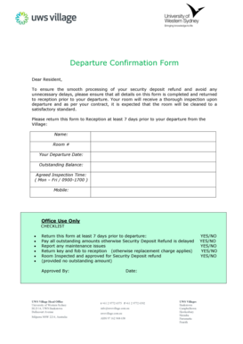Departure Confirmation and Security Deposit Refund Form