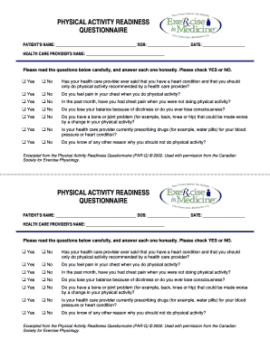 Physical Activity Readiness Questionnaire