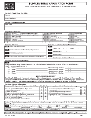 California Supplemental Application Form