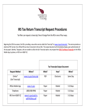 IRS Tax Return Transcript Request Form