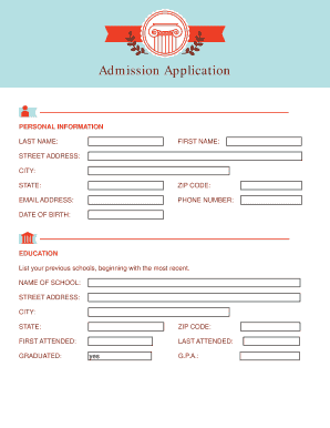 Admission Application Form