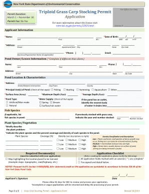 New York Triploid Grass Carp Stocking Permit