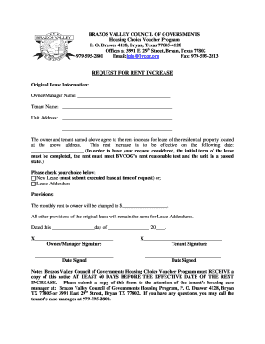 Request for Rent Increase