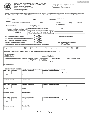 DeKalb County Government Employment Application