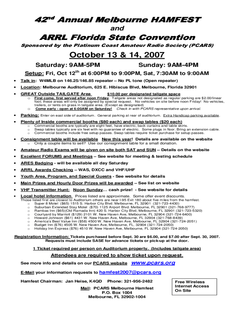 Fillable Online 42nd Annual Melbourne HAMFEST Fax Email Print - pdfFiller