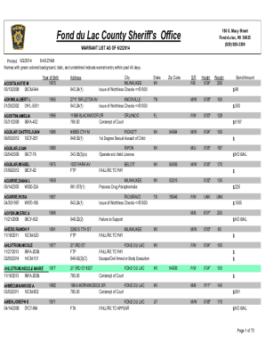 Fond Du Lac County Sheriff's Office Arrest Warrants Lookup