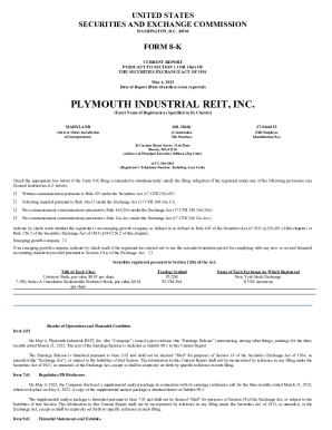 On May 4, Plymouth Industrial REIT, Inc