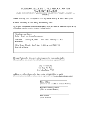 Notice of deadline to file an application for place ...