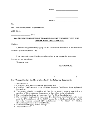 Goa Mamta Scheme Offline Application Form. Goa Mamta Scheme Offline Application Form