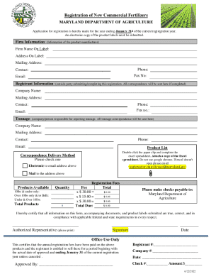 New Fertilizer Registration Form