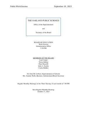 Public Work Session September 19, 2023 THE OAKLAND ...