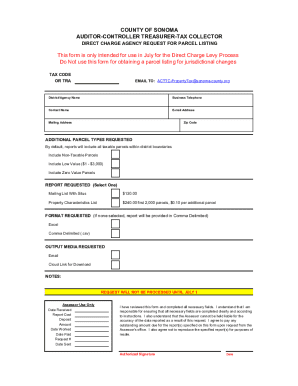 Parcel Listing Request Form