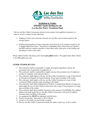 Invitation to Tender 2020/2021 Septic Hauling for the Lac ...