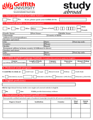Griffith English Language Institute (GELI) Application Form
