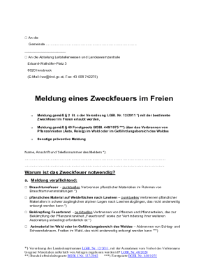 Meldung eines Zweckfeuers im Freien