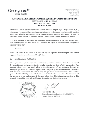 placement above the uppermost aquifer location restrictions