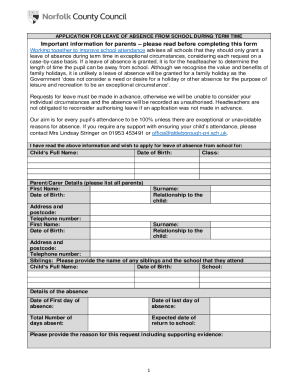 Absence Request FormSt. Teresa's Catholic Primary School