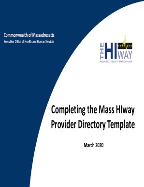 Completing the Mass HIway Provider Directory Template