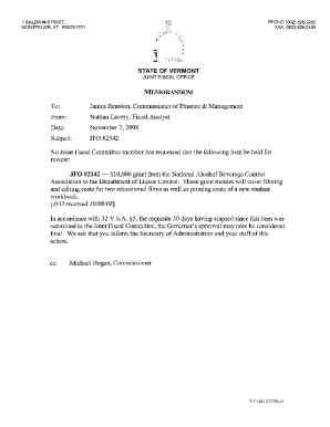 JFO #2342 $10,000 grant from the National Alcohol Beverage Control