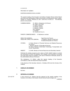 Executive Committee of Eastern Shores School Board