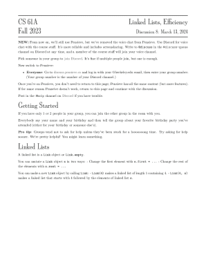 CS 61A Final Review Fall 2023 Getting Started Lists