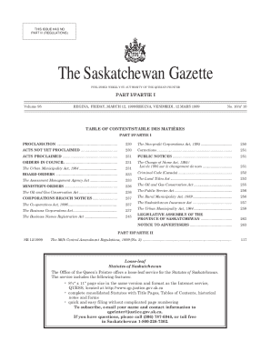 The Saskatchewan Gazette - Queen's Printer - Government ...