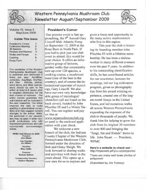 Western Pennsylvania Mushroom Club Newsletter August/ ...