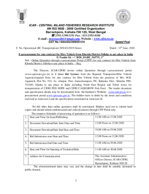 E-procurement for rate contract for Hire Vehicle from Khorda District Odisha to any place in India