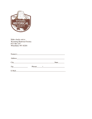 Wyoming State Historical Society Membership Application