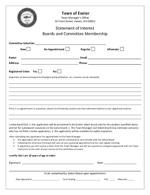 Statement of Interest Boards and Committee Membership