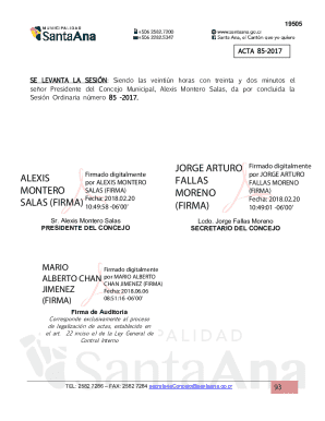 Acta de la sesin ordinaria nmero ochenta y cinco