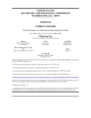 Date of Report (Date of earliest event reported) July 14, 2021