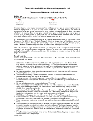 Weapons in Productions - Requirements &amp; Registration Form