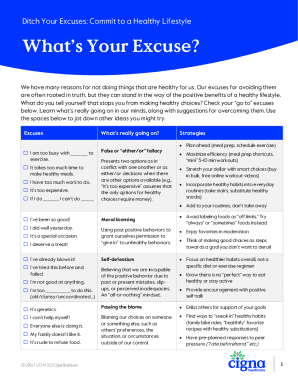 Ditch Your Excuses! Commit to a Healthy Lifestyle Handouts