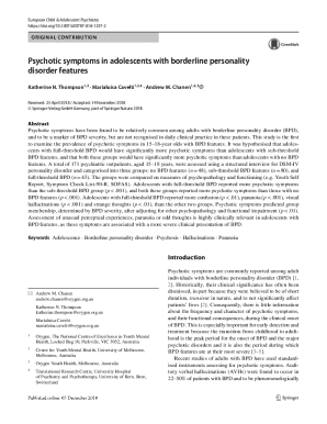 Psychotic symptoms in adolescents with borderline personality disorder features. European Child &amp; Adolescent Psychiatry, https