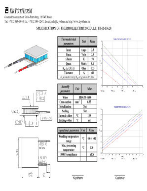 SPECIFICATION OF THERMOELECTRIC MODULE TB-31-1