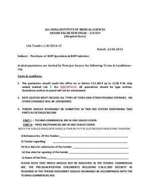 110 029 (Hospital Store) Ltd. Tender. 8/H/201