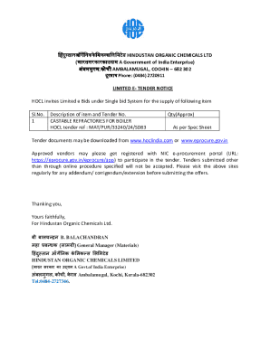 HOCL TendersHindustan Organic Chemicals Limited ...