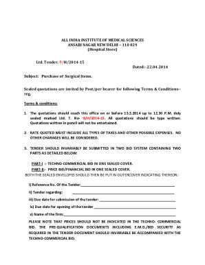 110 029 (Hospital Store) Ltd. Tender. 9/H/201