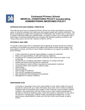 Administration of medicines policy for (insert school name)