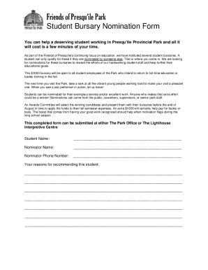 Student Bursary Nomination Form