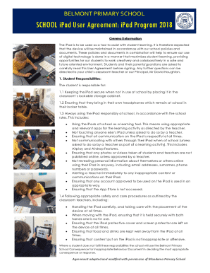 Home/School Agreement for iPad use