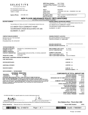 NEW FLOOD INSURANCE POLICY DECLARATIONS