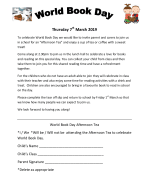 Dear parents and carers, World Book Day takes place on ...