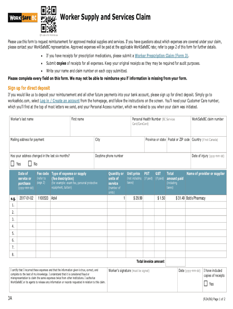 3A - Worker Supply and Services Claim Preview on Page 1